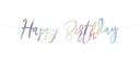 Baner urodzinowy napis Happy Birthday opalizujący