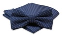Темно-синий и бежевый галстук-бабочка и нагрудный платок Alties - Клетчатый