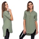 АССИММЕТРИЧНАЯ ДЛИННАЯ РУБАШКА, цвет хаки, размер S - 42