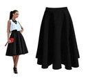 SPÓDNICA CZARNA z KOŁA MIDI ROZKLOSZOWANA 40 L