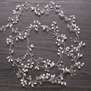 Ободок из серебряной проволоки, жемчуг, диадема для волос, свадебное украшение, длина 100 см.