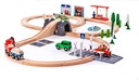 XXL деревянный электропоезд, поезд, пути, тоннель, мост + автомобильная дорога