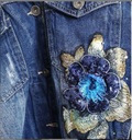 #A0933 Удлиненная женская весенняя свободная джинсовая куртка переходного периода Цветы S/M