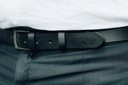 Ремень мужской кожаный черный к костюмным брюкам, узкий, классический Beltimore
