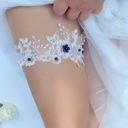 Svadobný podväzok biely so zafírovými perlami Odtieň svetlo modrý