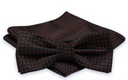 Мужской черно-красный галстук-бабочка с нагрудным платком - ALTIES