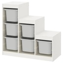 IKEA TROFAST regał BIAŁY + 6 pojemników SZARY