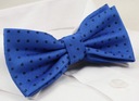Синий галстук-бабочка и нагрудный платок в горошек, горошек