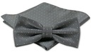 Модный галстук-бабочка с нагрудным платком -Альтиес- серый в горошек