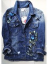 #A0933 Удлиненная женская весенняя свободная джинсовая куртка переходного периода Цветы S/M