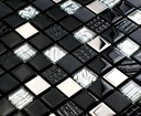 СТЕКЛЯННАЯ МОЗАИКА черно-серебристая ВУЛКАН СТЕКЛО