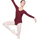 BODY BALETOWE Z DŁUGIM RĘKAWEM BORDOWE X3 HBO XS