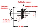 НАБОР ВИНТОВ ДЛЯ НОМЕРНОГО ЗНАКА + ЗАГЛУШКИ БЕЛЫЙ СИНИЙ 6x20 мм x4