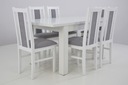 Белый комплект раздвижного СТОЛИКА с 6 деревянными стульями.
