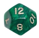 КОСТИ для ролевой игры PEARL green D12 o.
