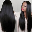 Парик женский ЧЕРНЫЙ длинные прямые волосы БРЮНЕТКА женские парики 70 см