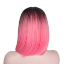 Короткий парик боб с розовым омбре, прямые волосы