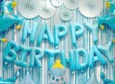 BALON Foliowy Balon Napis HAPPY BIRTHDAY niebieski