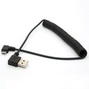 Угловой USB-кабель MicroUSB, спиральный, СЛЕВА, 1 м