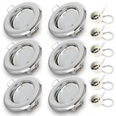 6 галогенных ламп ХРОМ + лампочка. Светодиод GU10 7Вт 4000К