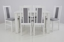 Белый комплект раздвижного СТОЛИКА с 6 деревянными стульями.