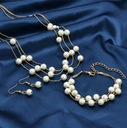 Элегантный комплект серег, ожерелье, браслет, жемчуг, золото, белый цвет, свадьба