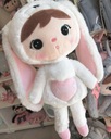 Metoo Biely zajačik 50 cm s personalizáciou Darček pre dieťa k narodeninám Dominujúca farba biela