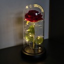 Večná ruža v skle Svietiaci darček LED krabica červená + okvetné lístky ruže Výška 22 cm