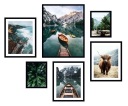 6x РАМКА ДЛЯ ИЗОБРАЖЕНИЙ ПОСТЕРОВ РАМКА ЛЕС ГОРЫ КОРОВА ЛОДЗЬ
