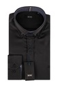 Мужская рубашка Hugo Boss, черная, повседневная, с длинными рукавами, облегающая, хлопковая, размер M