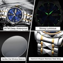 Luxusné pánske vodotesné svetelné kremenné hodinky z nerezovej ocele Tvar puzdra okrúhly