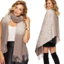 Шарф ЖЕНСКИЙ БОЛЬШОЙ ПЛОТНЫЙ, бежевая бахрома