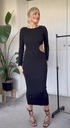 Zara sukienka m 38 czarna zdobiona wycięcie MIDI prążkowana Styl klasyczna