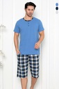 Классическая хлопковая мужская пижама NETi с короткими рукавами Y22302 Синяя