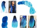 Syntetické vlasy na vrkoče ombre modré farebné pramene prameň 120cm Kód výrobcu 18268_N