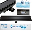SANITLINE Линейный слив ЧЕРНОЕ СТЕКЛО/МАТОВЫЙ 70см