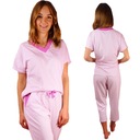 Женская пижама со штанами 3/4, светло-розовая, V-образный вырез L