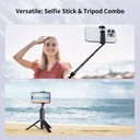 Statyw do selfie stick Bluetooth 3 w 1 ATUMTEK Materiał aluminium guma metal tworzywo sztuczne