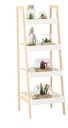 КНИЖНЫЙ ШКАФ С 4 ПОЛКАМИ ДЕРЕВЯННАЯ ЛЕСТНИЦА НАТУРА БЕЛЫЙ