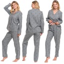 ЖЕНСКАЯ ФЛАНЕЛЕВАЯ ПИЖАМА ИЗ ДВУХ ЧАСТЕЙ СНЕЖИНКИ ТЕПЛАЯ ЗИМА SAINT MORAY L