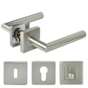 KLAMKA DRZWIOWA STAL NIERDZEWNA KOMPLET ROZET INOX