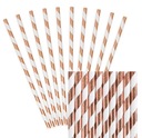 Бумажные трубочки STRIPED WHITE ROSE GOLD