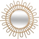 Подвесное плетеное зеркало в стиле бохо, круглое 50 см.