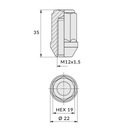 ГАЙКА M12X1.5 K19 ДЛЯ КОЛЕС HONDA LEXUS MAZDA MITSUBISHI NISSAN TOYOTA