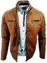 КУРТКА МУЖСКАЯ ПЕРЕХОДНАЯ ИЗ ЭКО-КОЖИ EX2366, CAMELE BROWN M