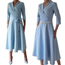 СИНЕЕ ПЛАТЬЕ С ВОРОТНИКОМ - СВАДЕБНОЕ Размер 44 (34-54)