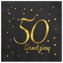 Черные салфетки на день рождения с золотой надписью 50 лет со дня рождения