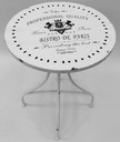 Biely kovový okrúhly záhradný stolík na terasu balkón retro vintage Paris Linka Meble ogrodowe
