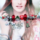 Rukavice z vianočnej série dámsky prívesok Pand0ra-style Bracelet Dominujúca farba bordová