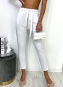Elegantné dámske nohavice CIGARETKY vysoký stav Módne elastické S/M Dominujúca farba biela